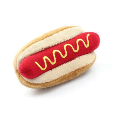 Cartoon Hot Dog Hamburger Pet Toys Stuffed Squeaky plush dog Toy Cute Plush Puzzle for soft dog toy Cat Chew Squeaker