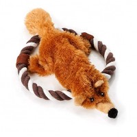 Squeak Animals Toy Dogs Chewing Ropes - No Stuffing Plush - Skunk Brown Fox Toys Dogs